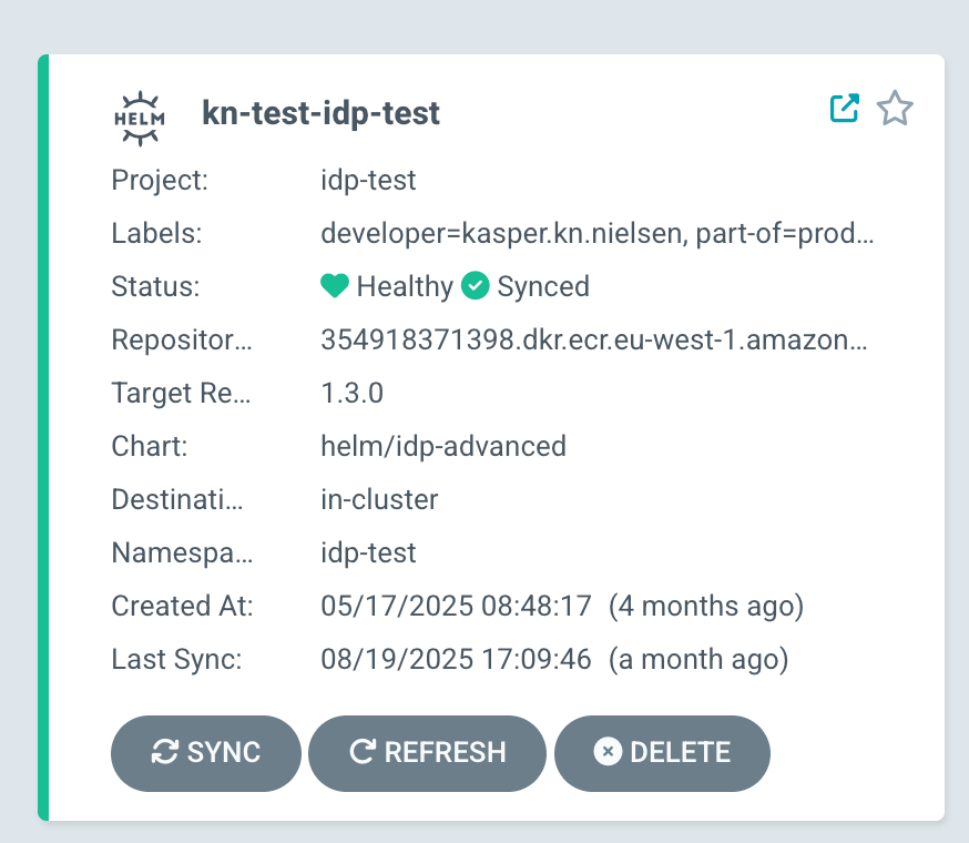ArgoCD Application Labels Screenshot